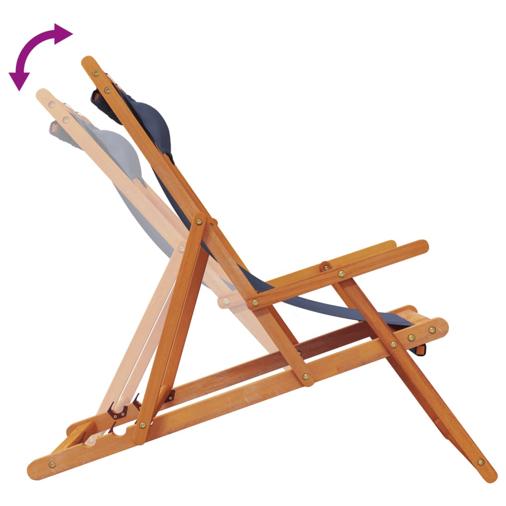 2 Piece Folding Beach Chairs Blue Fabric
