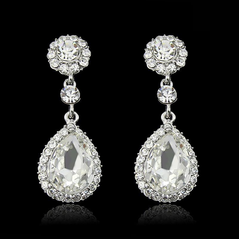 

Women Charm Bridal Water Drop Earrings Wedding Stud Earings