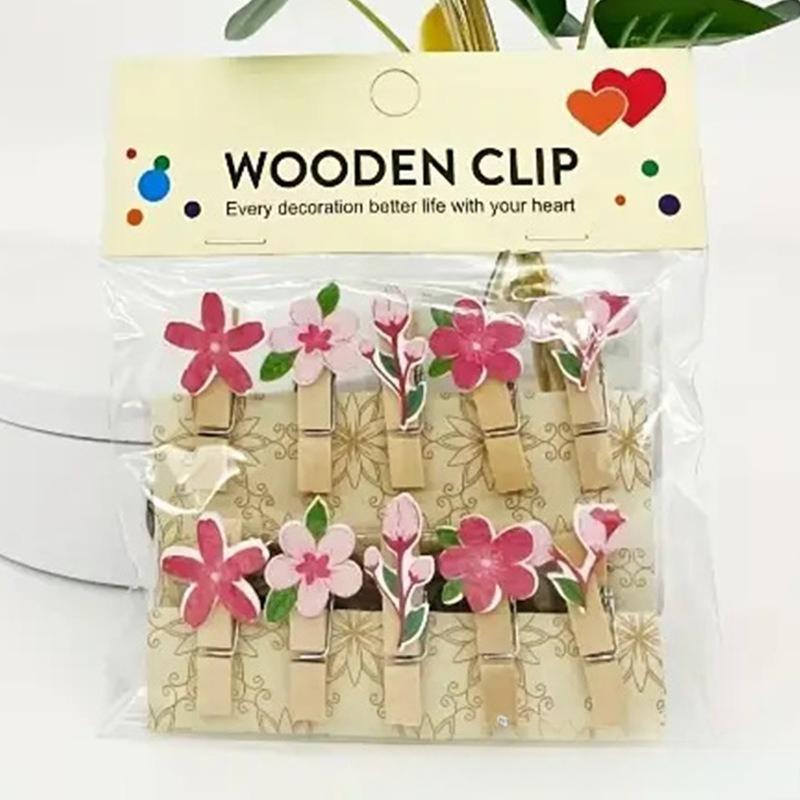 Flowers Peach Blossom Kindergarten Hanging Photos Wall Flower Shop Floral Art Cards Small Wooden Clips
