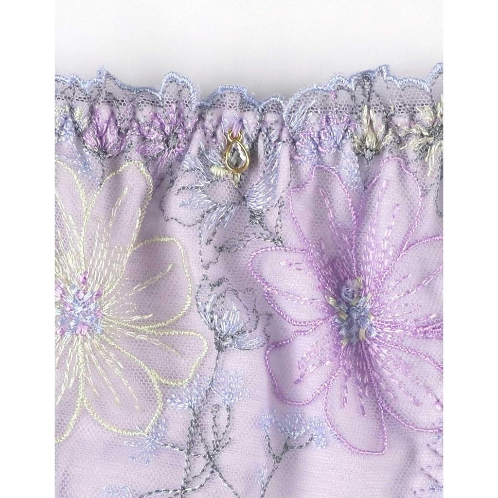 AMPHI Women Short Briefs Seamless Hem Lace POG114 Purple Size M