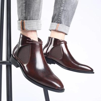 Marke Herrenstiefel Mode Spitz Business Stiefel Hochwertige Lackleder Stiefeletten Herren Chelsea Boots Kleid Leder Botas