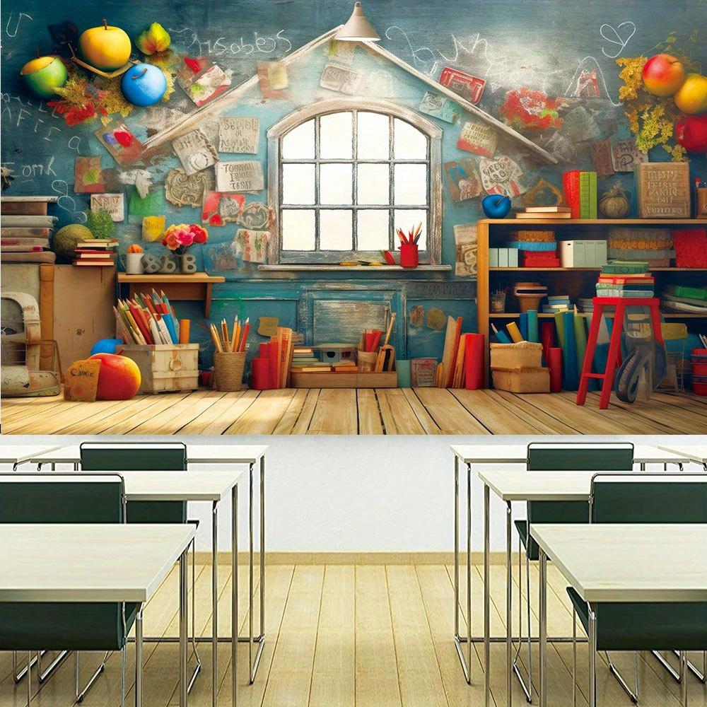 Back-to-school party - Photoshoot props with school-themed background and educational elements showcasing various scenes