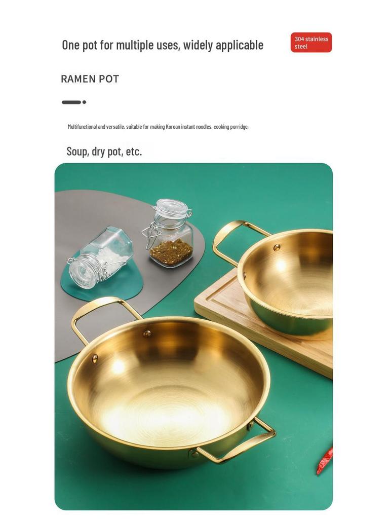 Korean Cuisine Stainless Steel Double-Ear Ramen & Soup Pot