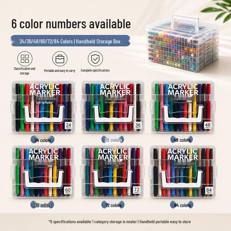 Washable Soft Tip Acrylic Marker Pen - Non-Bleeding, Stackable, Ideal for Students and Graffiti Art