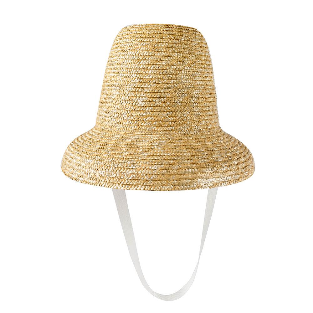 Spring and summer new fashionable retro concave shape with straps High top straw straw straw hat Outdoor sun protection Shade catwalk straw hat