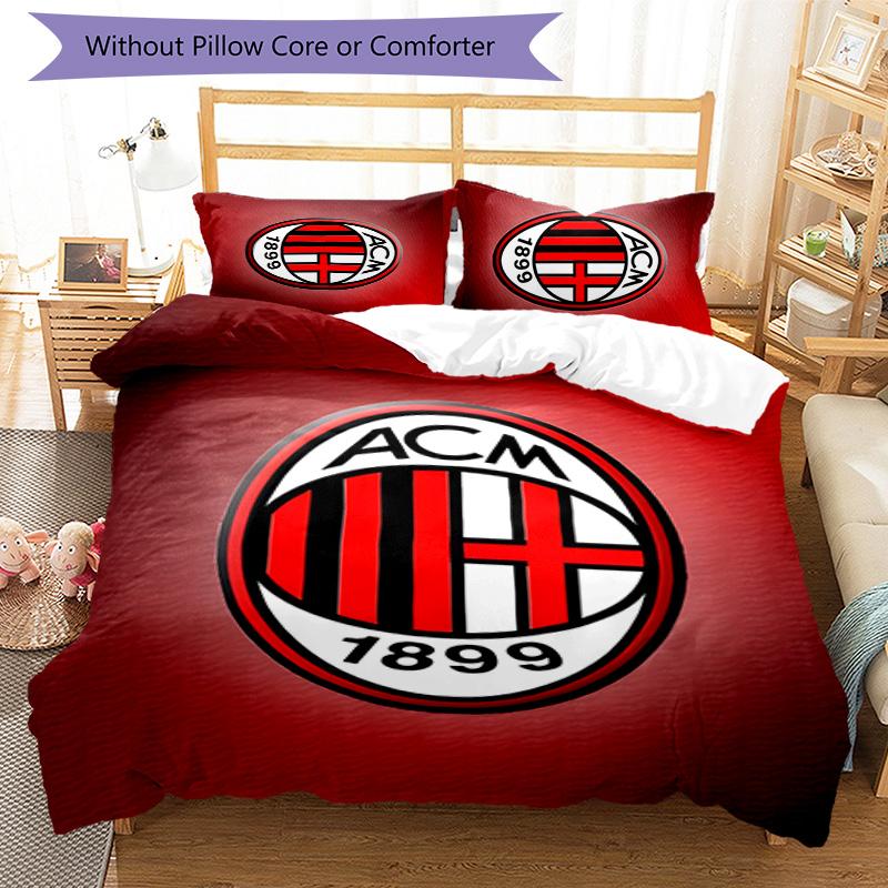 3pcs A-AC Milan Design Cover Set - HD Printed Bedding with 1 Cover and 2 Pillowcases - Perfect for Home and Dorm Decor