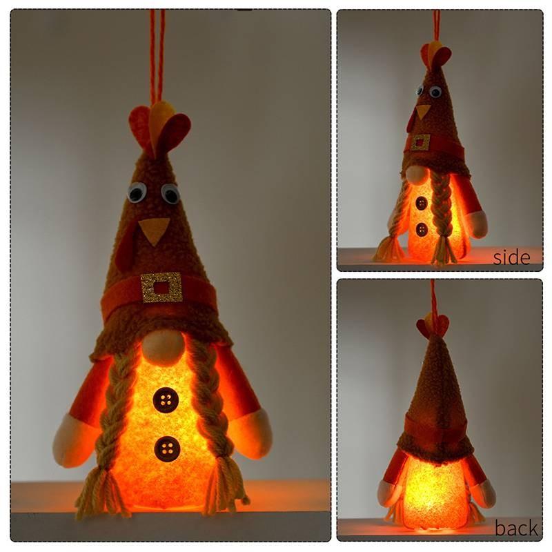 Cozy Harvest Festival Decorative Thanksgiving Gnome Figurine With Light Up Features