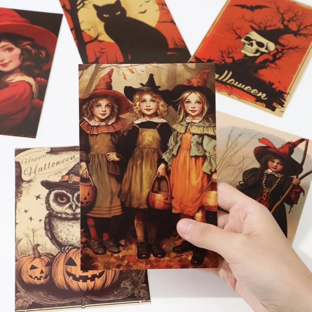 10pcs/set Castle Broom Black Cat Wall Stickers Halloween Greeting Cards Party Invitations