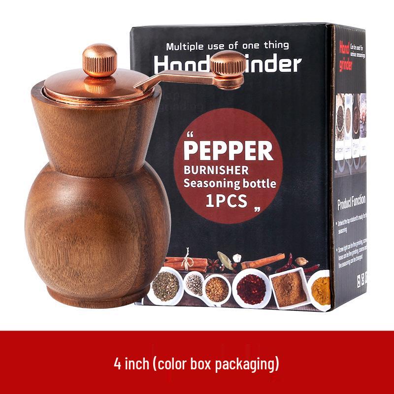 Acacia Wood Hand-Crank Pepper Grinder - Creative Black/Sichuan Pepper Mill for Western Cuisine