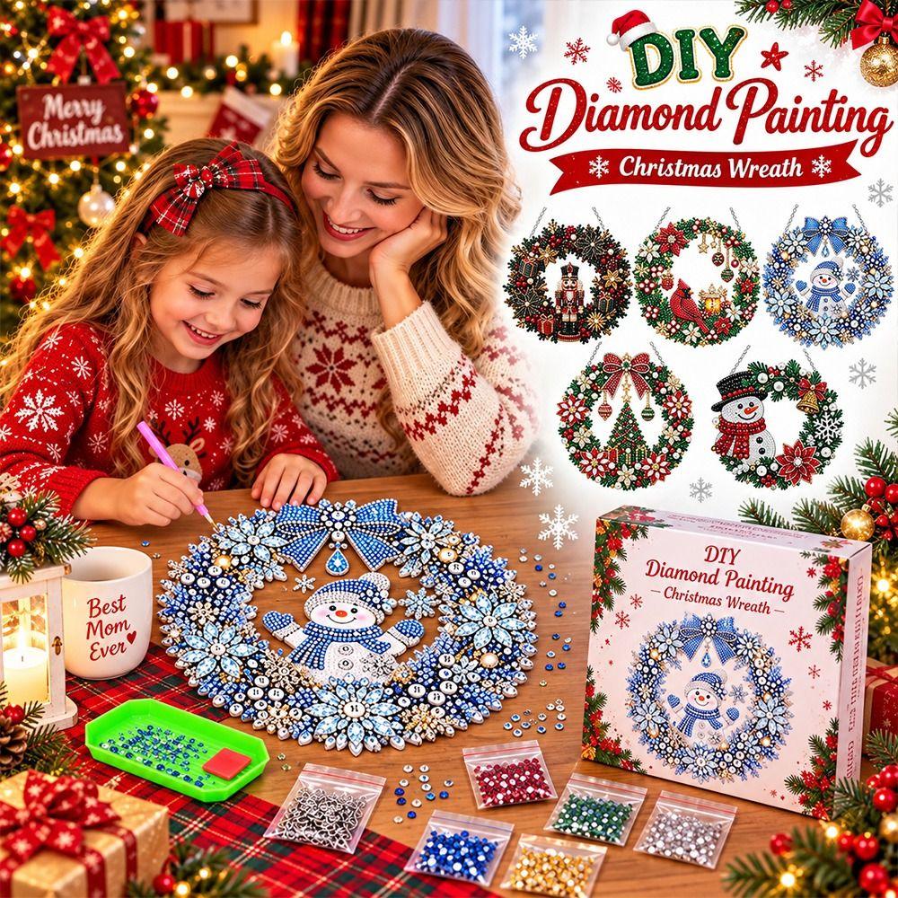 Round Board Pearl Painting Window Hanging Pre Printed DIY Craft Pendant Xmas Tree
