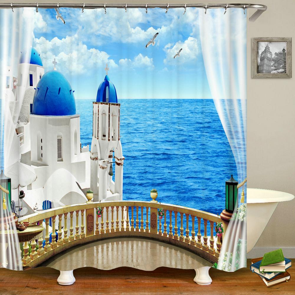 Rural Idyllic Flowers European Garden Shower Curtain Bathroom Waterproof 3d Printed Bath Curtains With 12 Hooks Polyester Cloth