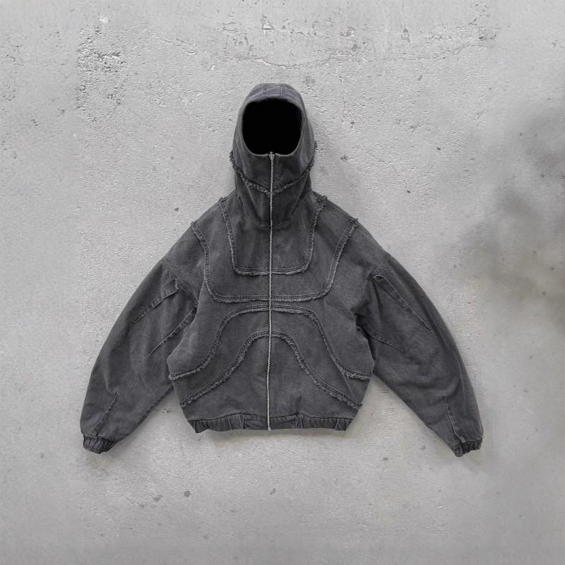 Pánská oversized mikina s kapucí na zip Streetwear Abstraktní potisk Směs bavlny Volný střih Ležérní