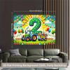 2D Tractor 2nd Birthday Backdrop for Boy Farm Themed Birthday Party