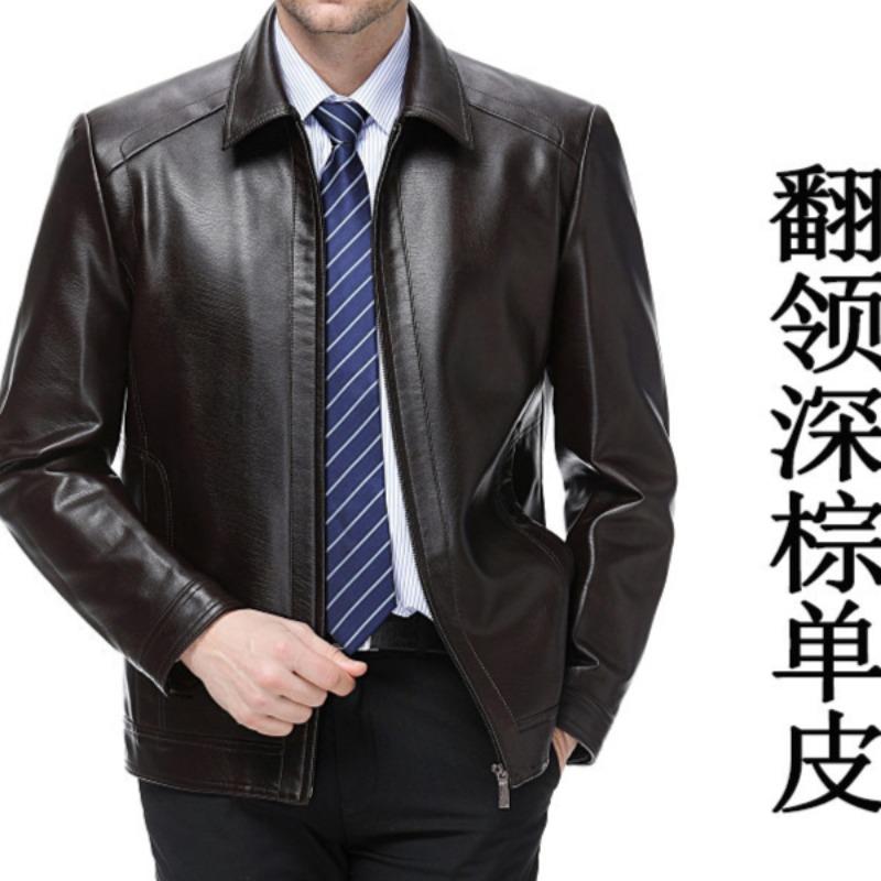 Autumn and Winter Men's Genuine Leather Jackets, Men's Jackets, Middle-aged Business Sheepskin Short Velvet Jackets, Dad Clothes