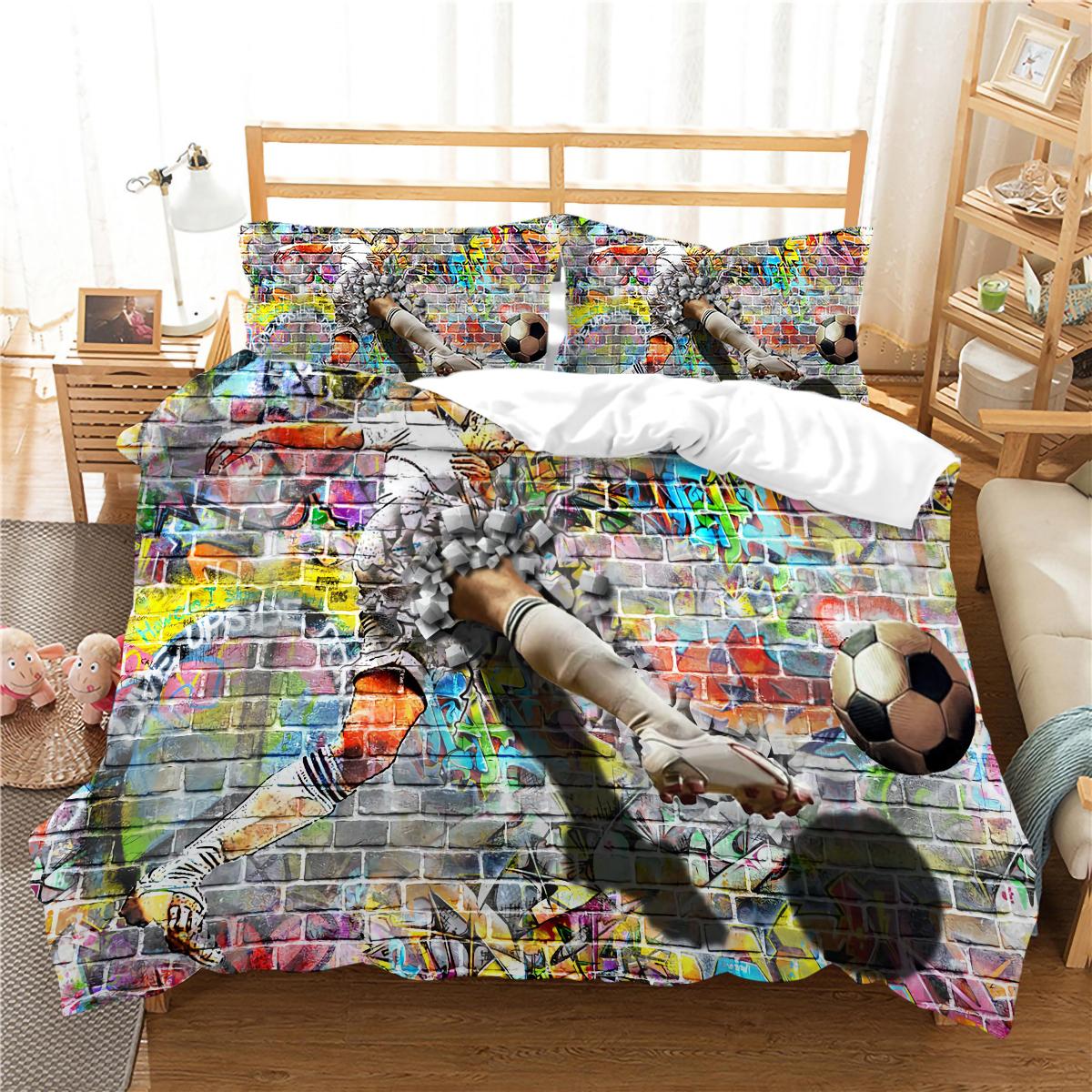 

Новый классический дизайн, декор для детской спальни, постельное белье, 3D футбольный комплект, чехол, домашнее постельное белье, наволочка, одеяло, пододеяльник EU Single 135x200cm