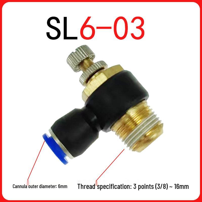 SL Throttle Valve L-Type Male Thread Pneumatic Quick Push-In Fitting, SL6-01/8-0210-03, Pneumatic Component.