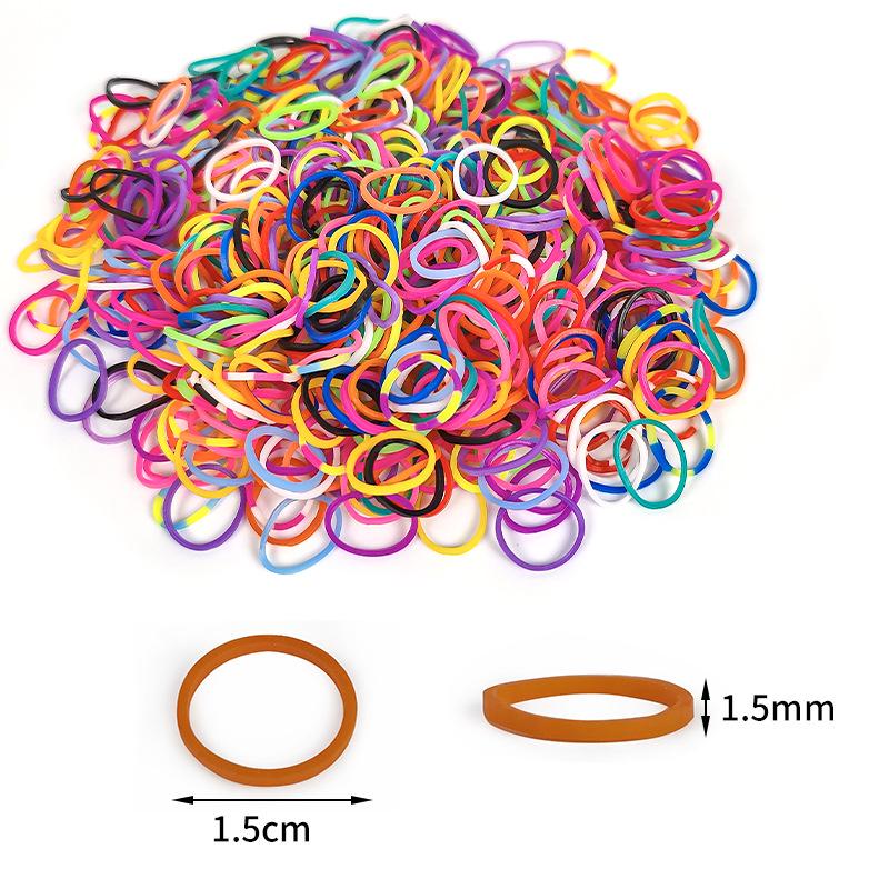 Elastici Arcobaleno in Gomma TPR ad Alta Elasticità da 1,5 cm per Braccialetti Intrecciati Fai da Te per Bambini - Confezione da 500g