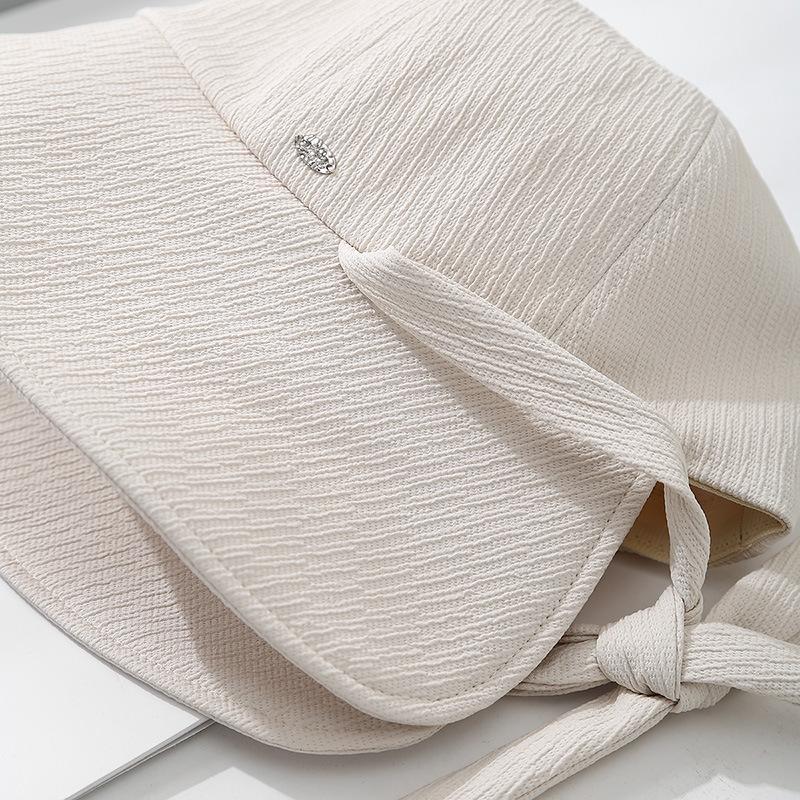 Women'S Bucket Hat Korean Style Solid Color With Bow Fisherman Cap Foldable Sunscreen Trendy Casual Simple Wide Brimmed