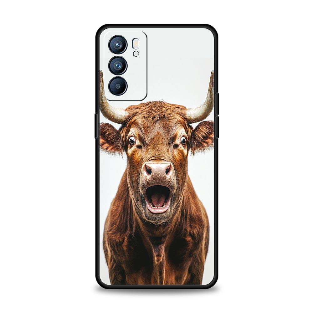 Bull Animal Phone Case For Oppo Reno13 Reno12 Reno11 F Reno10 Pro A54 5G Find X5 A53 A52 A9 A17 A57 A78 4G A79 A80 A98 Cover