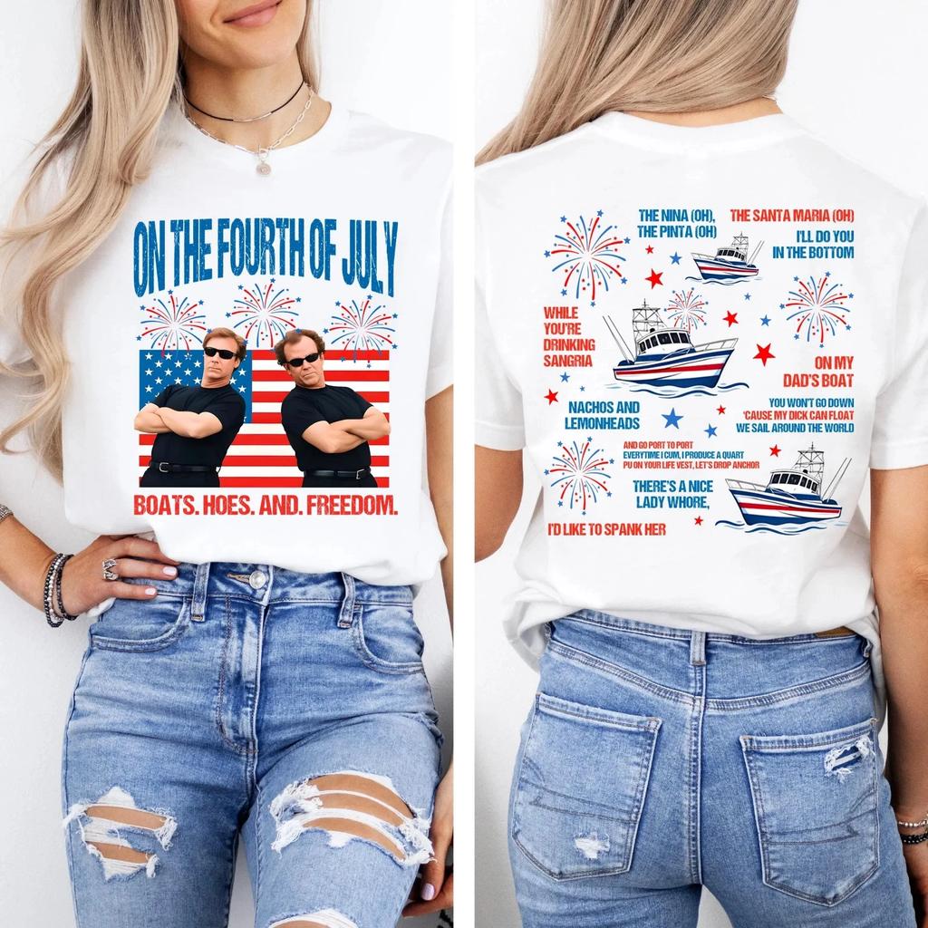 Step Brothers Brand On The Fourth Of July Shirt, Boats Hoes And Freedom Parody S