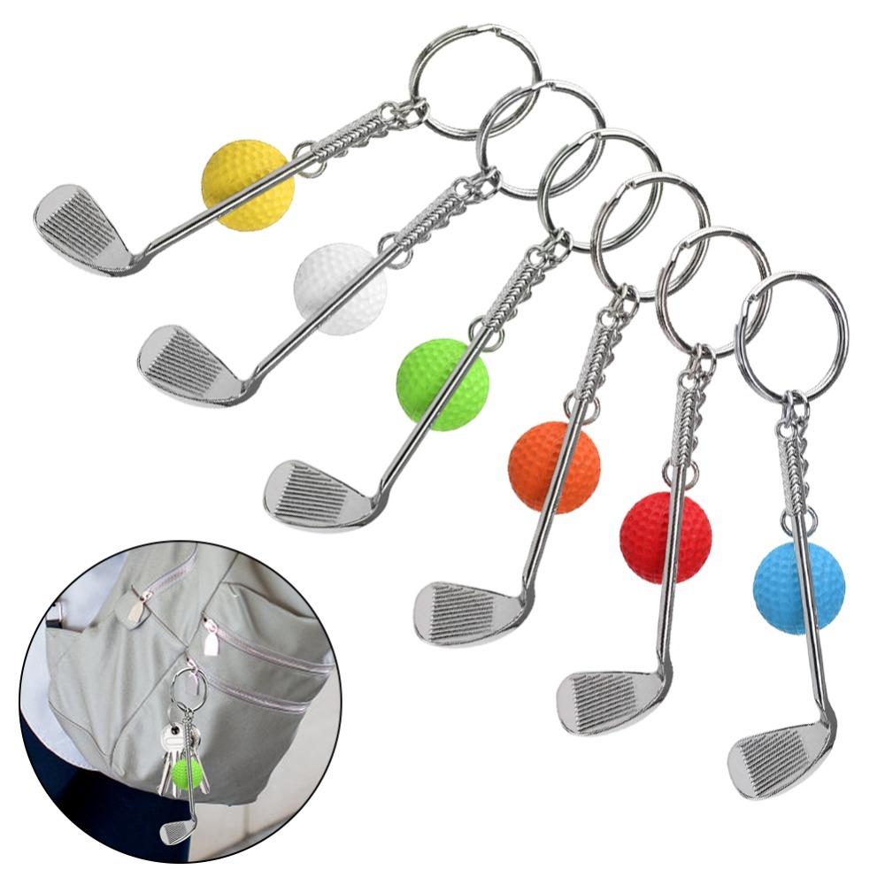 6pcs Creative Design Mini Golf Keychain Mini Size Racket Keychain Pendant Keychain For Bags