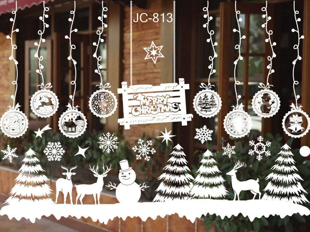 Christmas Decoration Supplies Window Stickers Santa Elk Wall Sticker for Christmas Home Door Window Display Decor Xmas New Year Decoration