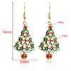 Christmas Crystal Snowman Earrings Enamel Snowflake Socks Pendant Necklaces for Women Girls Xmas 2024 New Year Jewelry Gifts