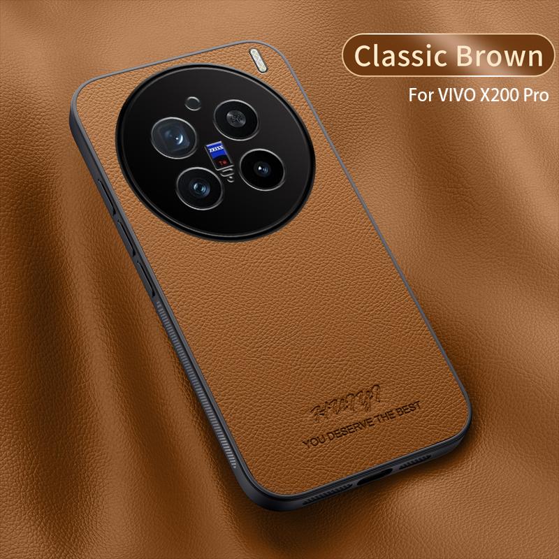 

Роскошный деловой кожаный чехол-книжка с мягким каркасом и магнитной застежкой для VIVO X200 Pro Mini VIVOX200 Pro VIVOX200Mini 5G Capa For VIVO X200 Mini коричневый