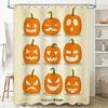 Halloween Decorative Shower Curtains Pumpkin Print Fabric Bathroom Shower Liner Waterproof 3D Printed Decoration Home Decor
