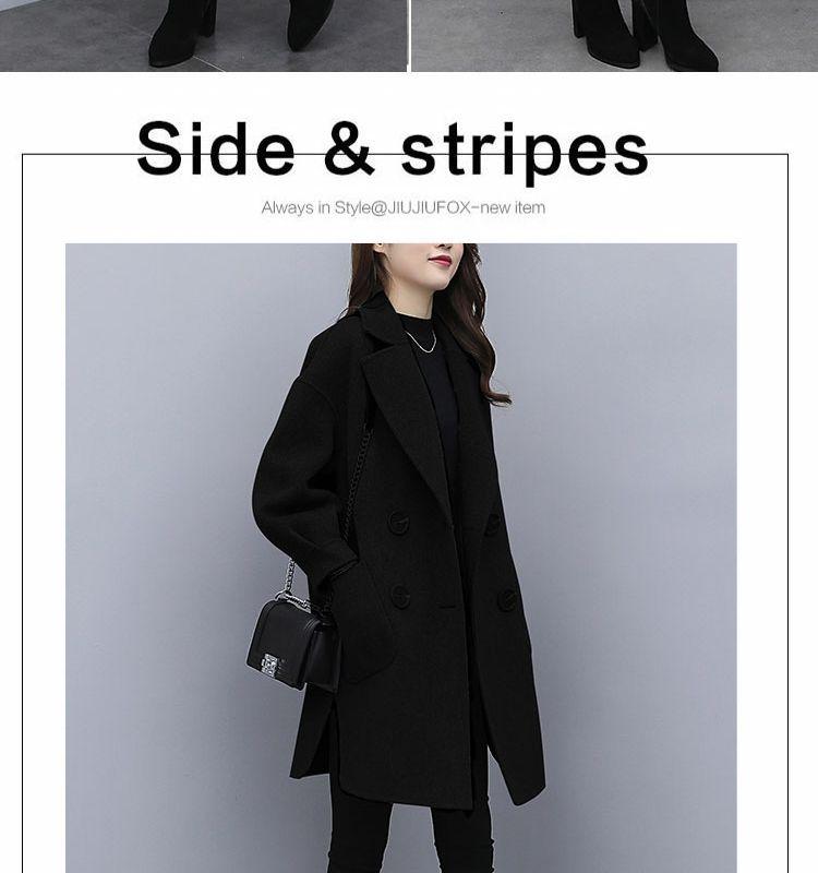 2025 Autumn/Winter Purple Wool Lantern Sleeve Mid-Length Women's Coat