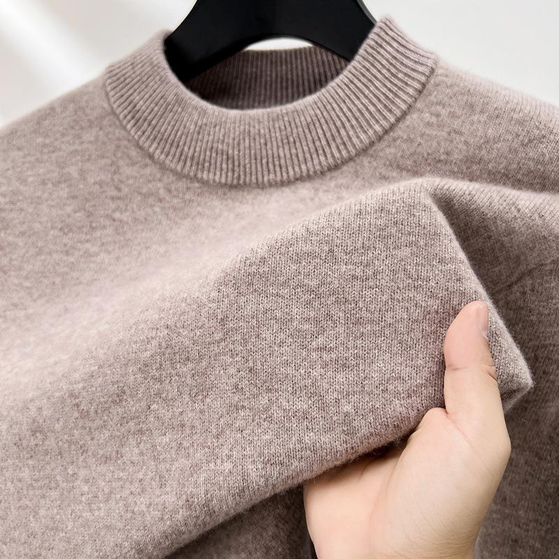 Men's Winter Australian Wool Half-High Collar Sweater – 100% Pure Wool, Thick and Warm.