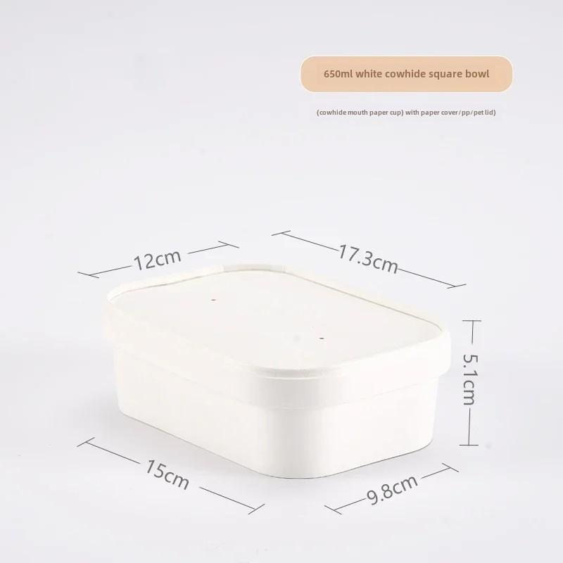 25pcs Food Grade Disposable Kraft Paper Lunch Box Rectangular Takeout Paper Bento Box Light Salad Lunch Box