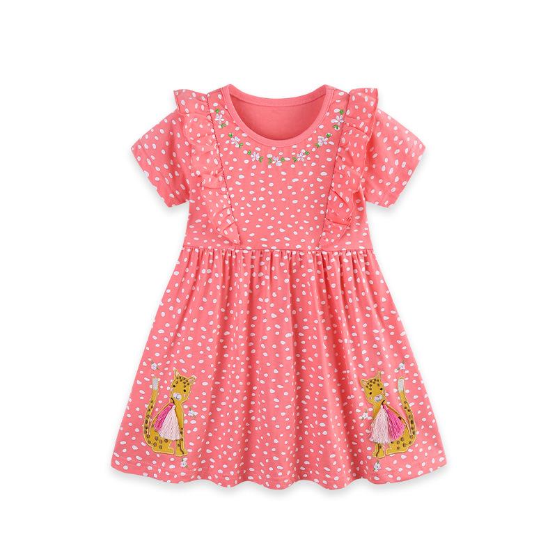 European and American Style Cartoon Girls Short-Sleeve Summer Dress 5Y(115cm)