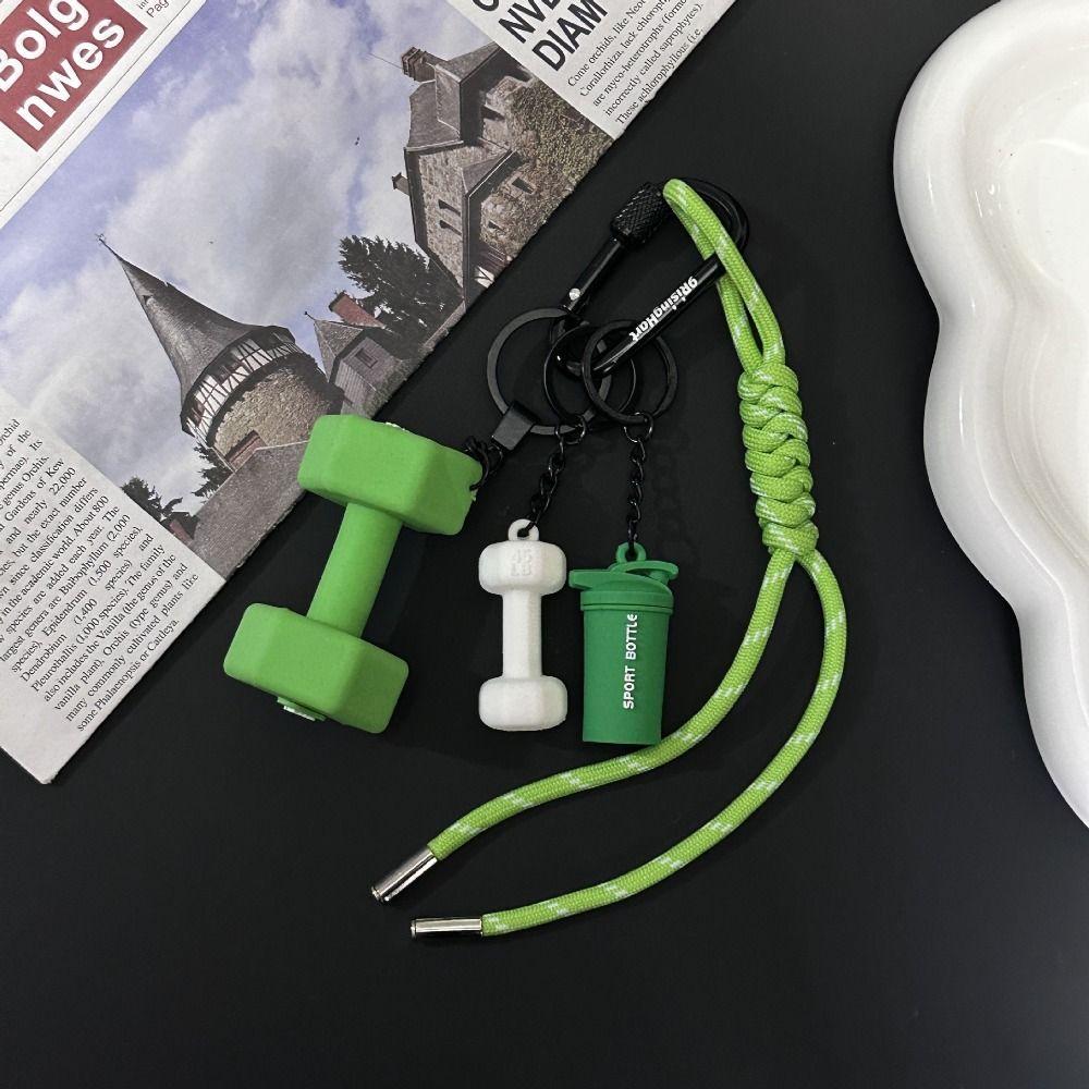 Mini Fitness Series Pendant with D-shaped Buckle Simulation Dumbbells Keyring  Bodybuilder