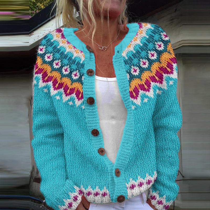2026 Foreign Trade New 3D Digital Printing Cardigan Knitted Jacket Women's Clothing Early Spring and Autumn Factory Wholesale