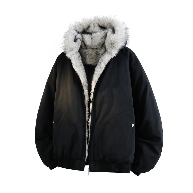 Winter Coat Men's Casual Thick Warm Hooded Jacket Fresh Fur Collar Thick Coat