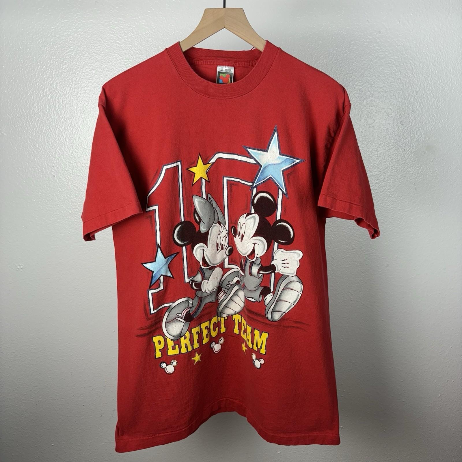 Vintage Mickey Minnie Mouse Perfect Team Single Stitch Red T Shirt Size XL Unisex T-Shirt XXL