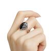 Black Rose Imitation Chalcedony Ring Women Niche Light Luxury Retro Design National Style Literature and Art National Tide