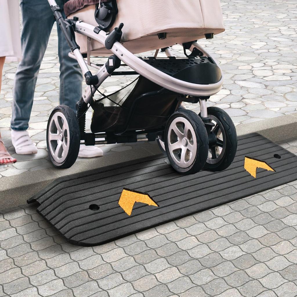 Upgraded Rubber Threshold Ramp, 1" Rise Wheelchair Ramp Doorway, Natural Curb Ramp Rated 33069 Lbs Load Capacity, Non-Slip Textured Surface Rubber