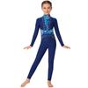 Leotard da Ballo da Bambina a Maniche Lunghe con Paillettes e Strass, Lucido, Full Body, Zip Invisibile Posteriore