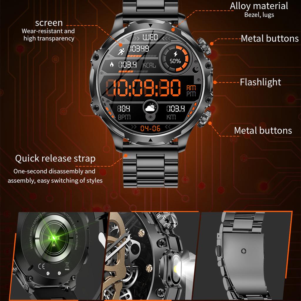 AK75 Stahlarmband Smartwatch Bluetooth-kompatibler Anruf Wasserdicht Gesundheitsüberwachung Sportuhr