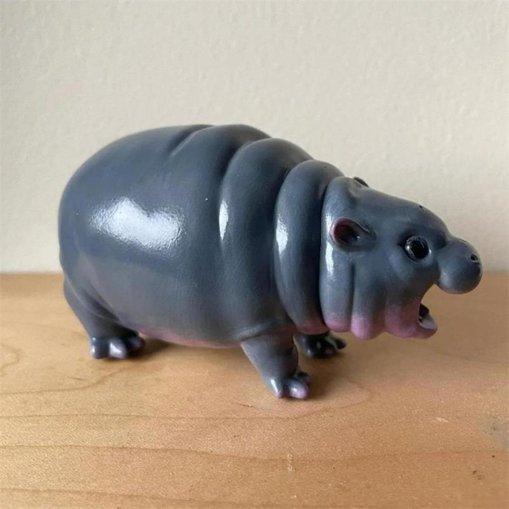 Kawaii Hippo Resin Figurine Pygmy Resin Statue Gifts Hippopotamus Ornaments  for Christmas