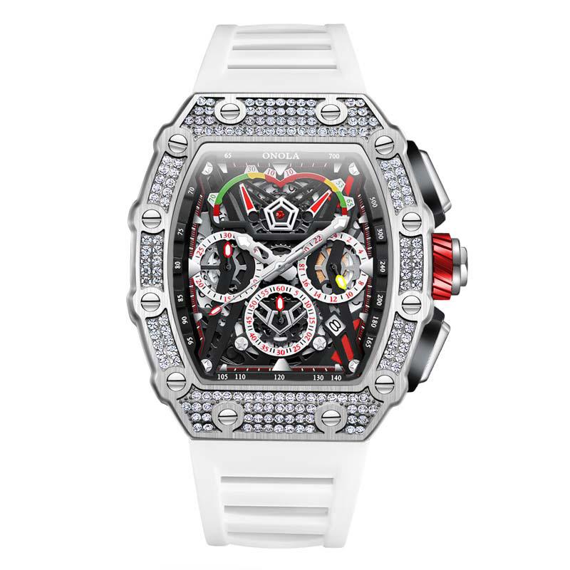 Fashionable Full Diamond Design Multifunctional Fully Automatic Mechanical Watch for Men