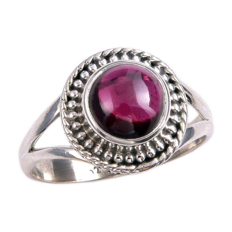 Natural Garnet Gemstone 925 Solid Sterling Silver Jewelry Ring Size 7.5 P9f90