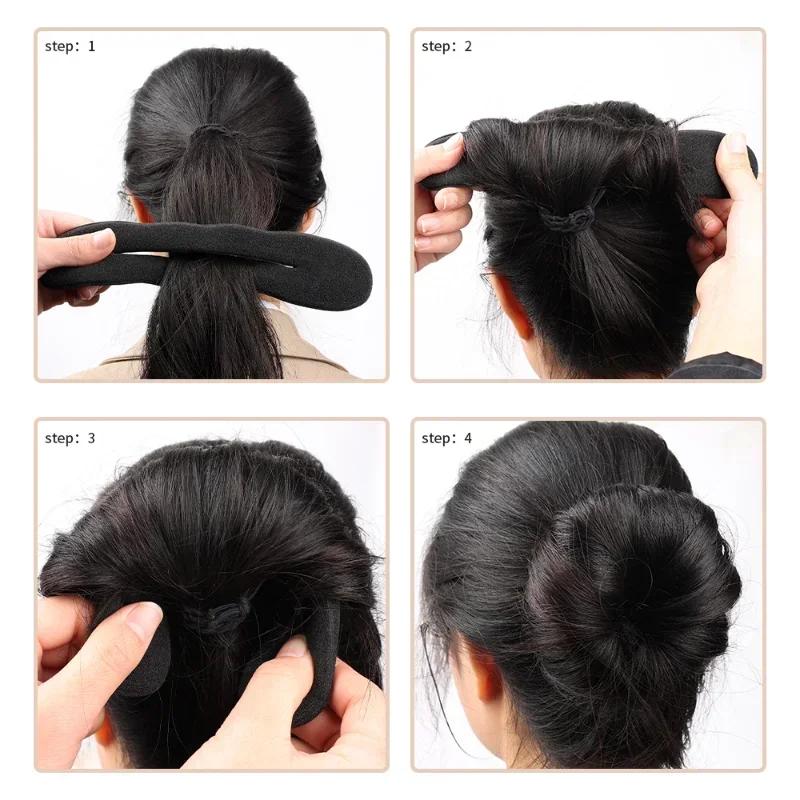 2/4PCS Sponge Hair Styling Tool Loop Curly Hair Maker Hair Scrunchie Headband Twist Donut Bun Curler Hairbands Hairstyle Tools