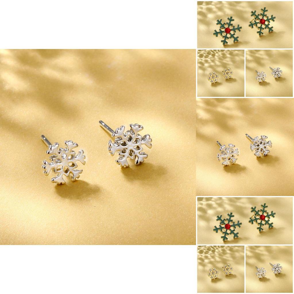 Trendy European American Snowflake Earrings With Gemstone Inlay Perfect For Any Event