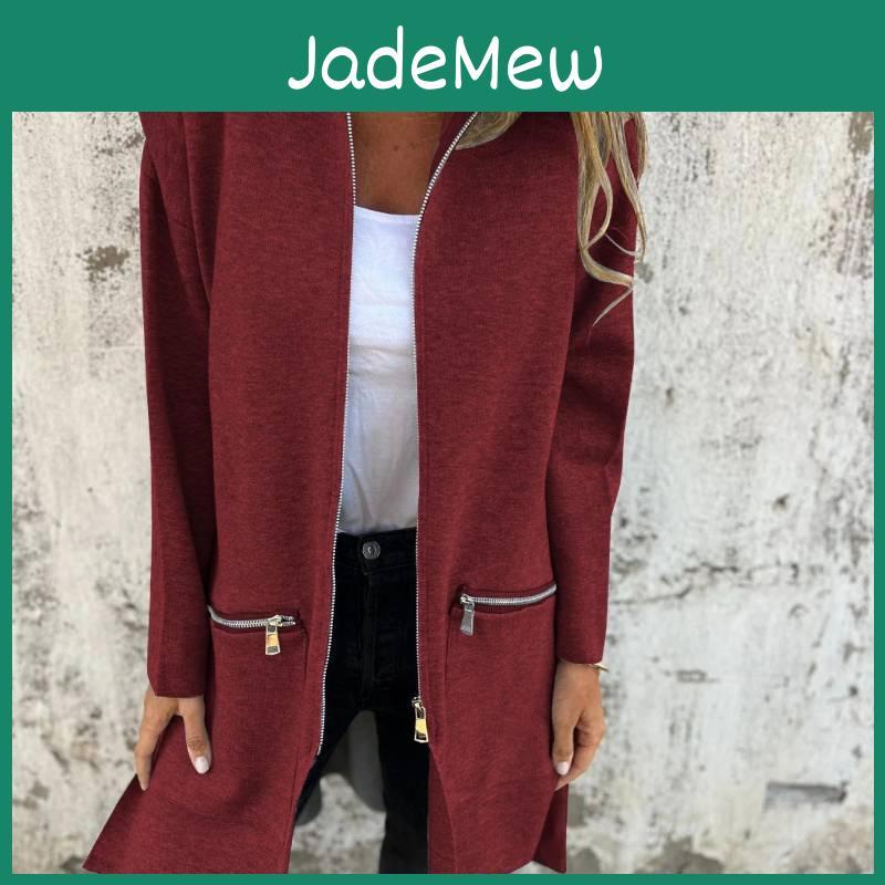 Solid Color Polyester Casual Hooded Jacket For Women With Pockets