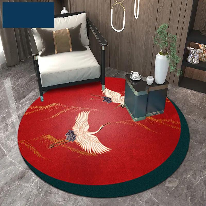 Chinese Classical Flowers Round Carpet Circle Area Rug for Study Bedroom Living Room Table Decor Soft Floor Mat Kitchen Doormat