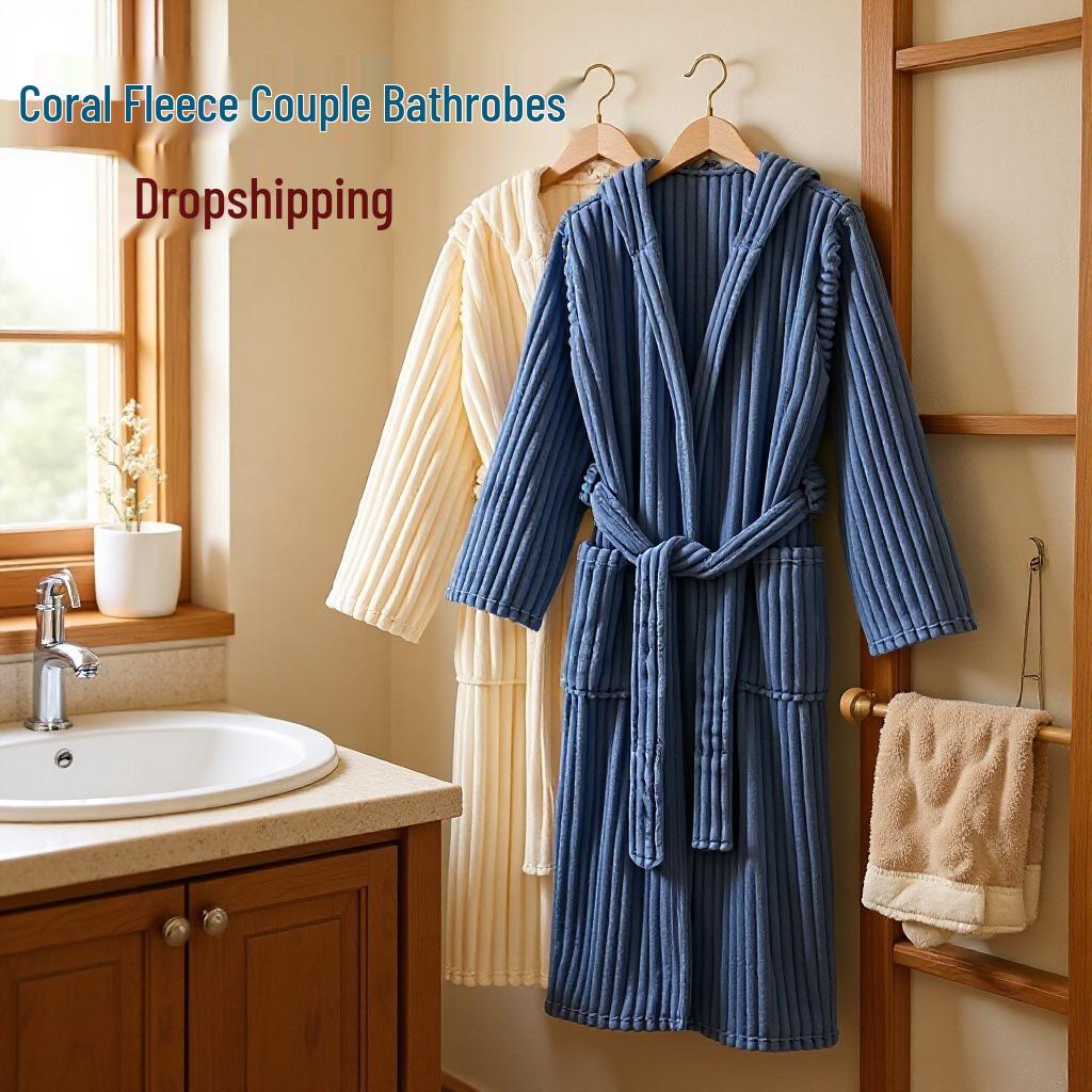 

Quick-Dry Soft Fleece Hooded Bathrobe for Men & Women - Autumn/Winter Men s One Size - Silver Gray