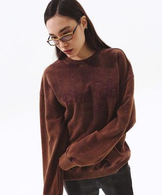 PRENDA Ribbon Logo Salt Washing Sweatshirt Wine